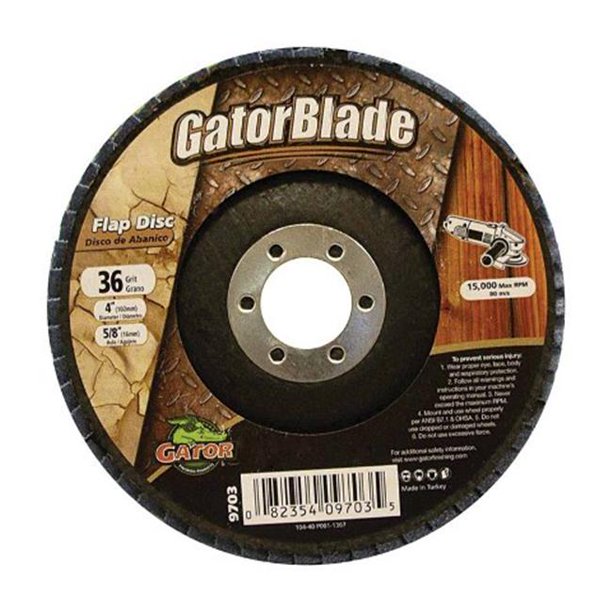 Gator Blade 4 In. x 5/8 In. 36Grit Type 29 Angle Grinder Flap Disc 9703