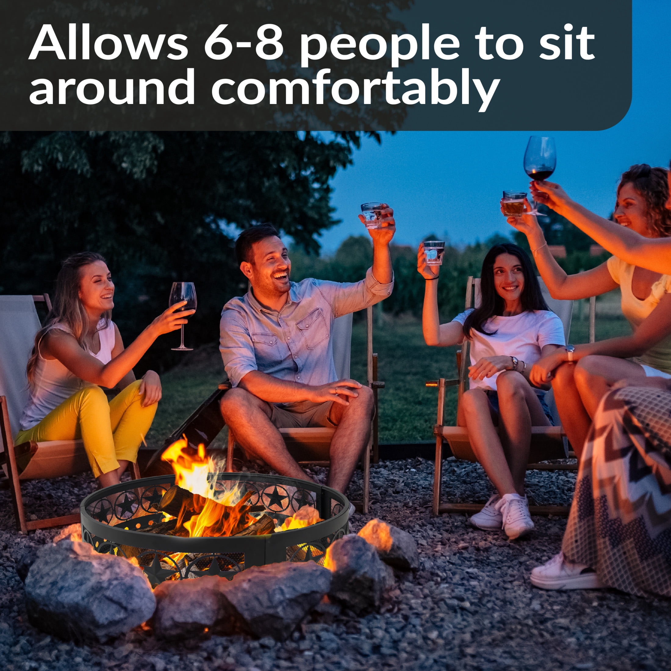 Sunnydaze Four-Star 36" Round Steel Heavy-Duty Fire Pit Ring