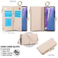thumbnail image 3 of ELEHOLD For Samsung Galaxy Note 20 Phone Case Leather Crossbody Zipper Card Wallet Flip Case Kickstand Cover, with Ring Holder,Full Body Protection-White, 3 of 7