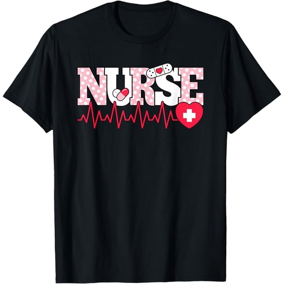 Exquisite and comfortable-Cute Pink Nurse Heartbeat Nursing T-Shirt