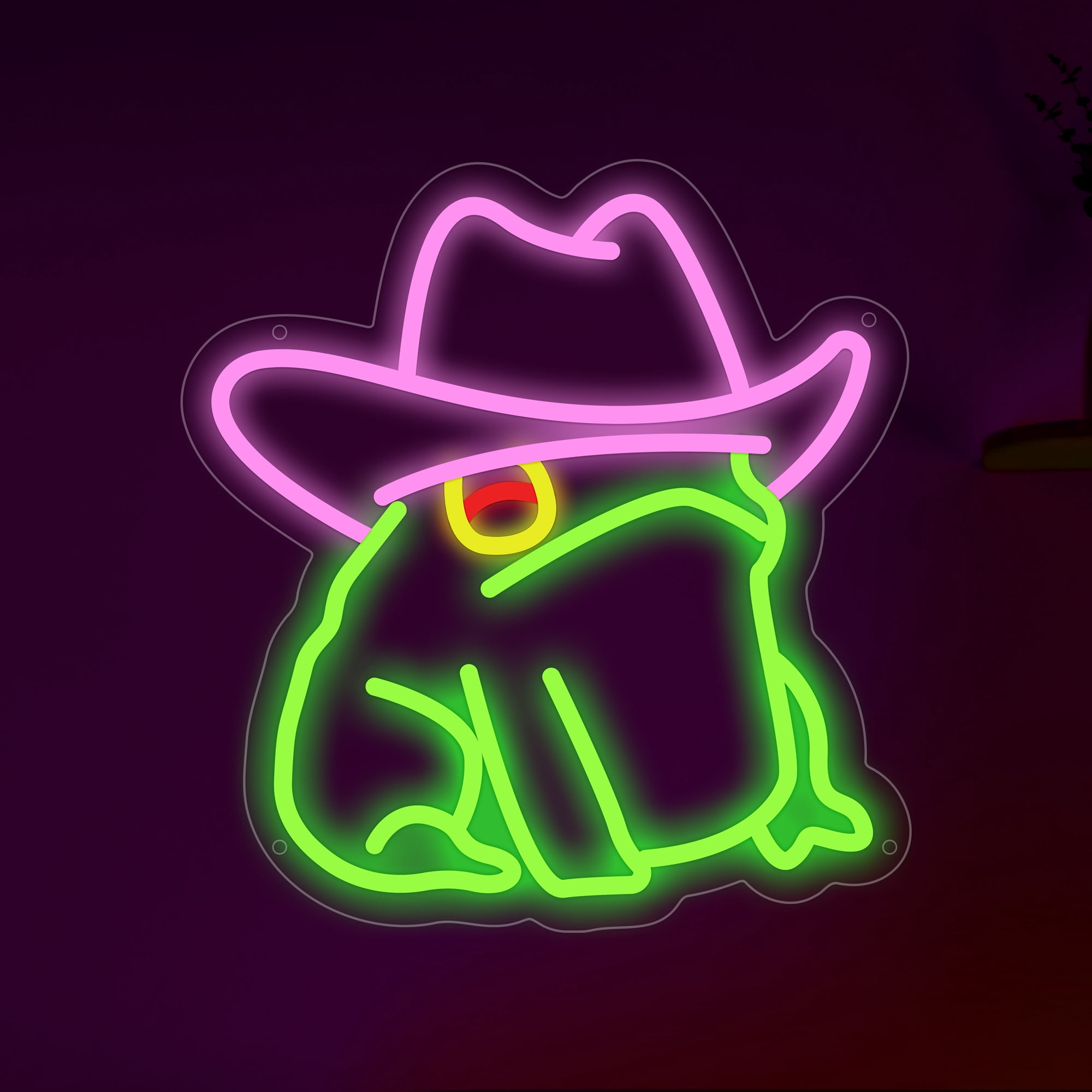 Cowboy Frog Neon Sign, Cowboy Toad Led Signs for Wall Decor, Dimmable Neon Light Sign for Bedroom, Game Room, Kids Room, Bar Decoration, USB Powered Light Up Signs for Party Decor