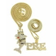 thumbnail image 2 of HIP HOP RAPPER STYLE JEWELRY ICED GOLD PLATED PRE & DOLPHIN CUBIC ZIRCONIA STONE CHARM PENDANT & 20" 24" BOX, CUBAN CHAIN FASHION BLING NECKLACE, 2 of 4