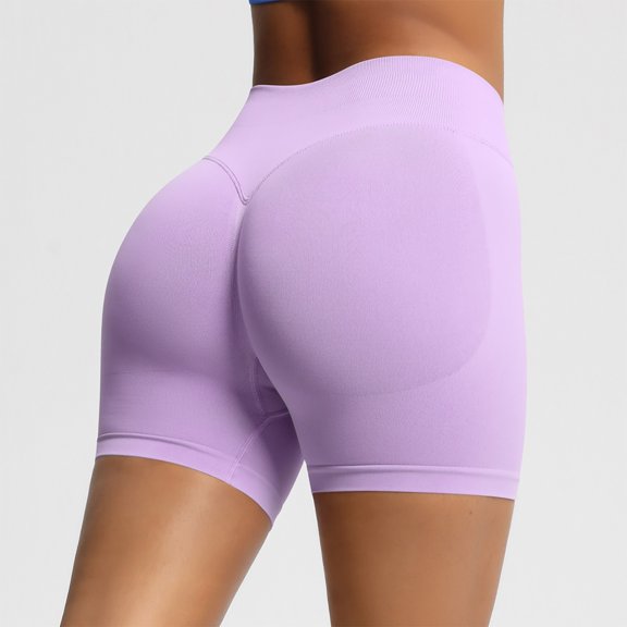 ClodeEU Women's High Waisted Tummy Control Quick Dry Yoga Shorts with Built in Liner ,Breathable Anti Exposure Athletic Bottoms Purple,Womens Plus XXL