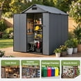 thumbnail image 6 of BaPiPro 6'x4' Resin Storage Shed, Heavy Duty Plastic Outdoor Shed with Floor, Metal Frame, Lockable Door, Weatherproof for Backyard, Garden, Patio, Gray, 6 of 8