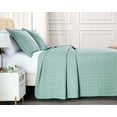 thumbnail image 3 of Chezmoi Collection Vert 3-Piece 100% Cotton Quilt Set King Size, Aqua, Modern Basketweave Stitched Quilt Lightweight Washed Cotton Bedspread for All Season, 3 of 9