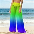 thumbnail image 2 of Levmjia Womens Swim Cover Up Pants Quick Dry Beach Vacation Pure Color Print Lightweight Sun Protection Sunscreen Wide Leg Bohemian Style, 2 of 7