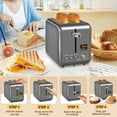 thumbnail image 5 of Toaster 2 Slice,Stainless Steel,LCD Display,7 Bread Shade Settings,1.4" Wide Slots,4-in-1 Functions,Removable Crumb Tray,900W,Dark silver, 5 of 5