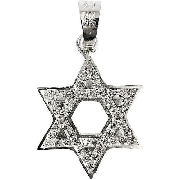 JOYARIS Dije Medalla Estrella De David Lisa Zirconias En Plata 925 DM-0000526