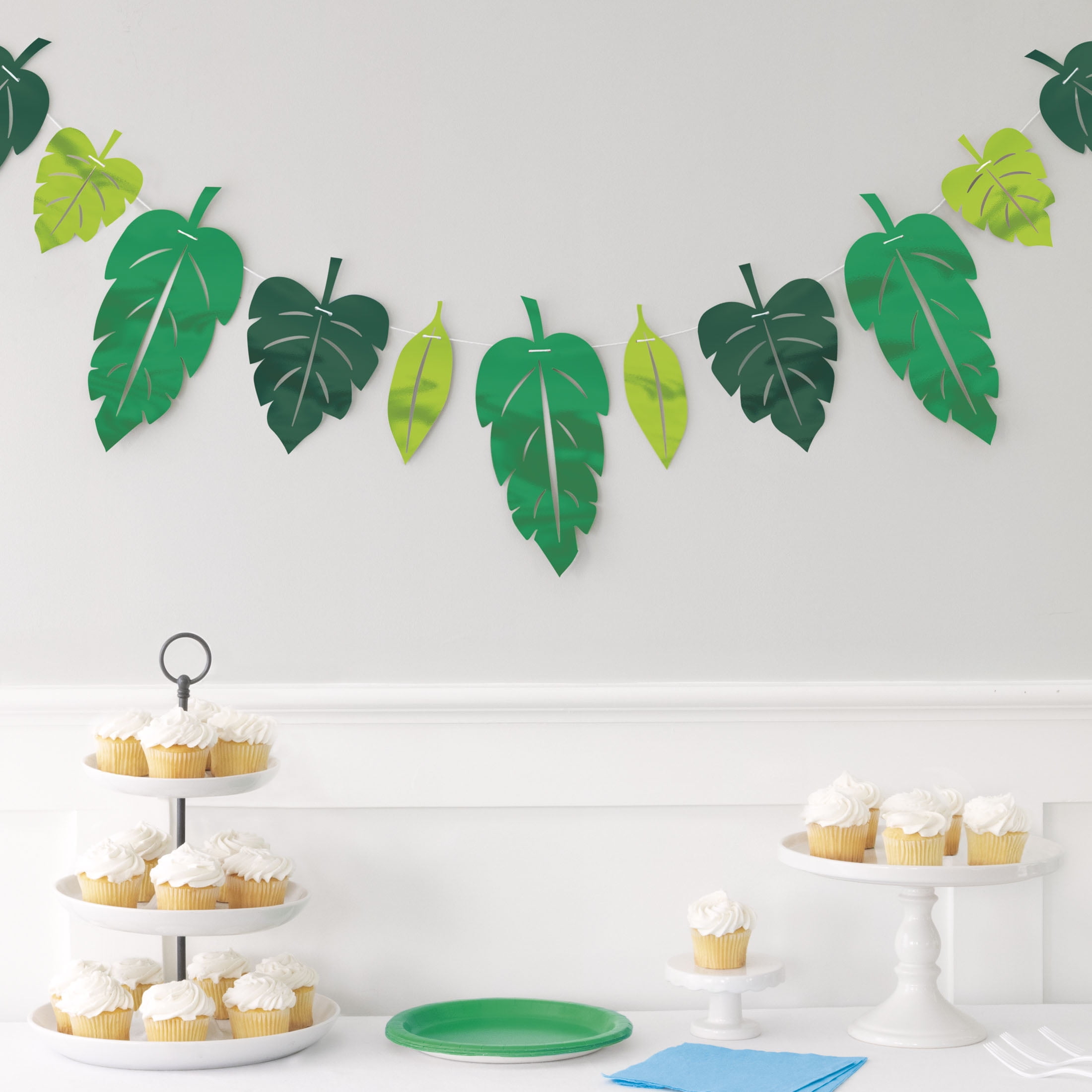 (4 pack) Multicolor Foil Palm Leaves Paper Garland, 7 ft, by Way To Celebrate
