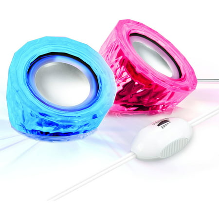 SonaVERSE LYT LED Color-Changing USB Computer Speakers with In-Line Volume Control & Passive Woofers by GOgroove - Works with Apple , ASUS , Dell , HP , Toshiba Laptop/Desktop Computers &