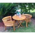 thumbnail image 4 of Teak Wood California Half Moon 3 Piece Outdoor Patio Dining Set, 2 Chairs and 36" Round Dining Table, 4 of 5