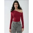 thumbnail image 2 of Asymmetrical Neck Long Sleeve Slim Fit Top, 2 of 6