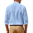 thumbnail image 4 of Camisa de y Algodón para Hombre, de Larga, Sin Cuello, Informal, con Botones, Transpirable, para Playa. Azul M, 4 of 5