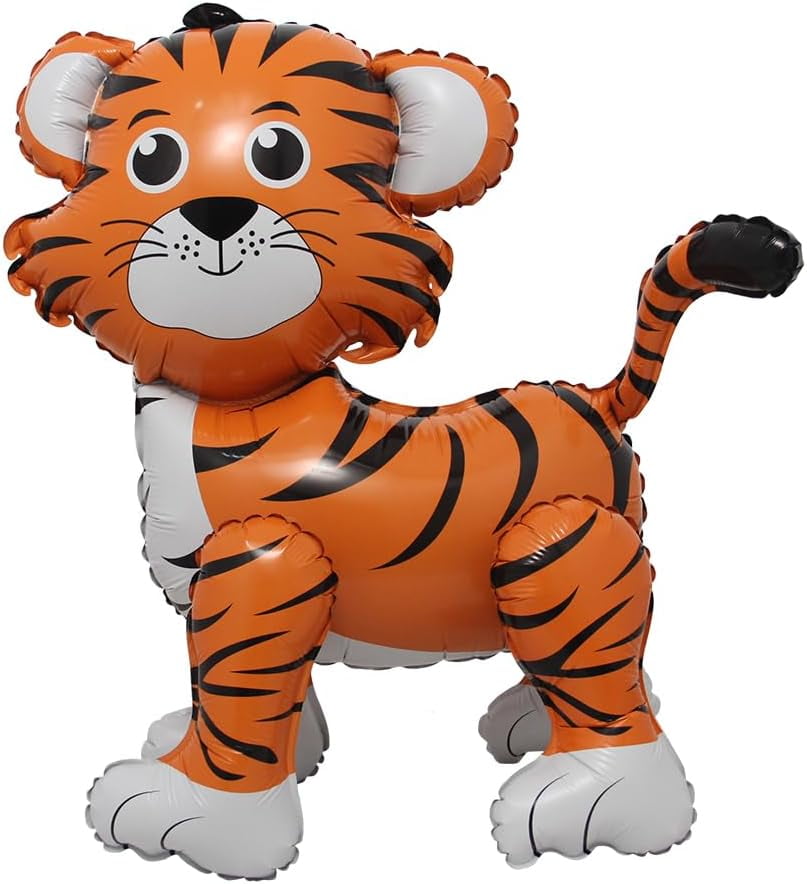 Safari Jungle Zoo Happy Birthday Balloon Bouquet Set - Giraffe, Zebra, Tiger, Lion Mylar Foil Balloons