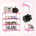 thumbnail image 7 of 4-Tier Narrow Shoe Rack, Bug Hull Stackable Metal Shoe Organizer Tower for 8-10 Pairs, Pink, 7 of 7