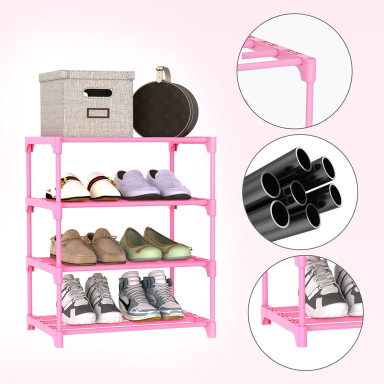 Bug Hull 4-Tier Narrow Shoe Rack, Pink photo 7