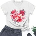 thumbnail image 5 of Summer Casual Tshirts for Women Loose Fit Crewneck Floral Printed Basic Tees Short Sleeve Tops Pullover T Shirt (S, Hot Pink), 5 of 5