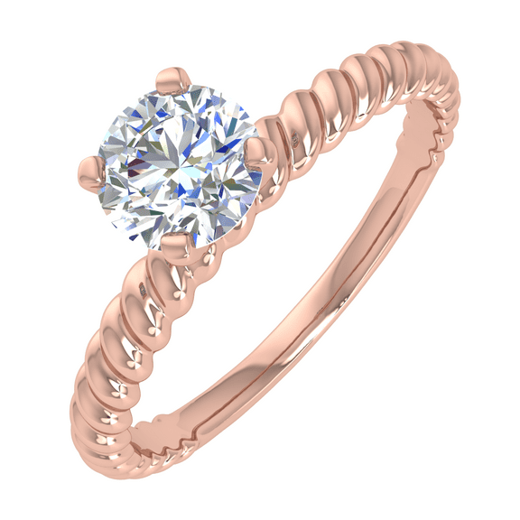 1/4 Carat Prong Set Diamond Engagement Ring Band in 14K Rose Gold (Ring Size 7.75)