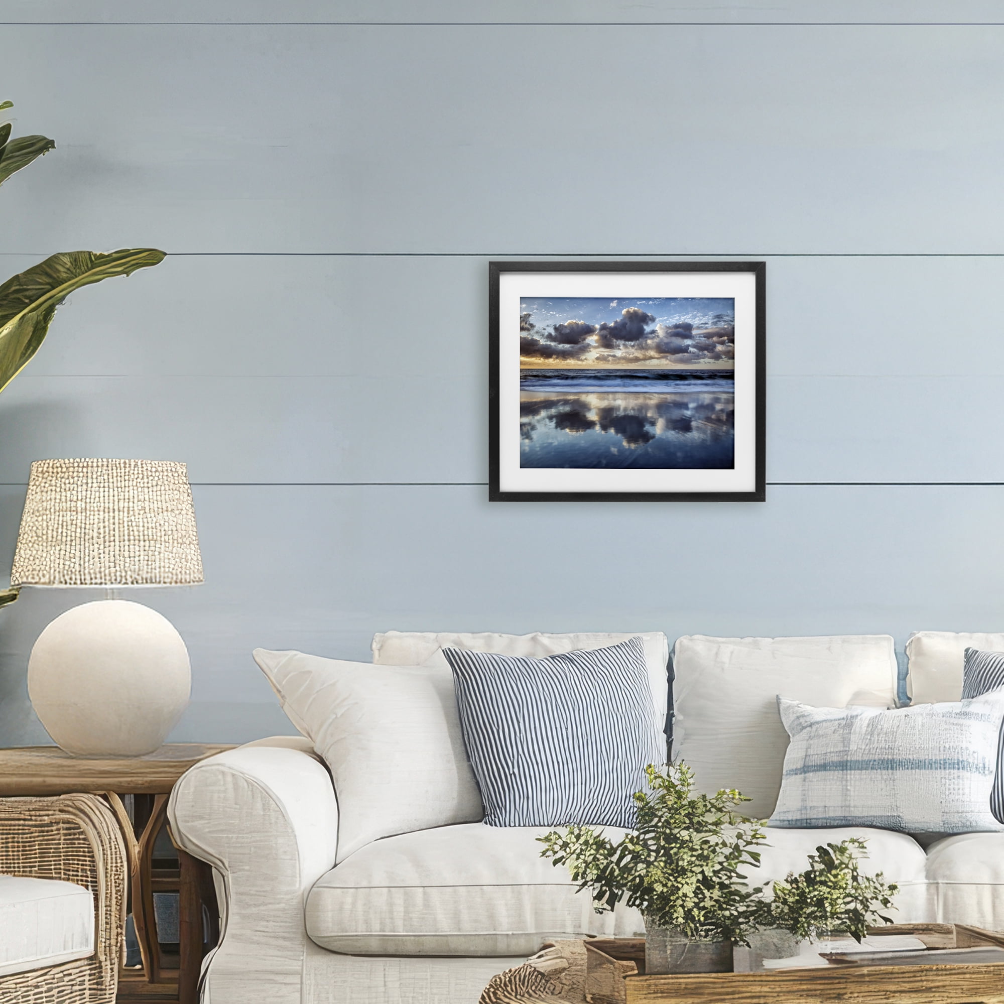 Stupell Industries Reflective Clouds Seascape Black Framed Print Under Glass, design by Superstock Partners LLC