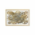 thumbnail image 1 of Clock Wall Art with Frame, Gears in Style of Steampunk Mechanical Design Engineeringme Print, Printed Fabric Poster for Bathroom Living Room, 35" x 23", Pale Orange Brown, by Ambesonne, 1 of 2