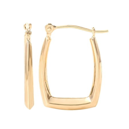 Brilliance Fine Jewelry Women’s 14K Yellow Gold Square Hoop Earrings