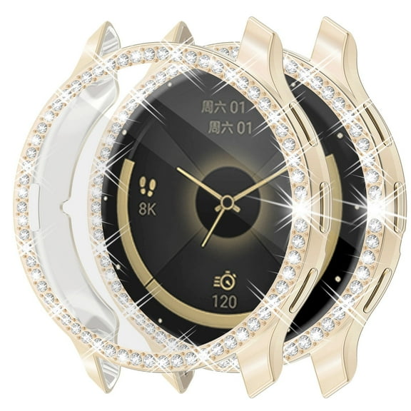 Case Compatible with Smartwatch, Protective Soft TPU Material Film Integrated Drop Bumper Cover Single-Row Diamond PC Protective Case Replacement Watch Cover Bumper (44mm)