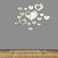 thumbnail image 2 of Bewildely 16 unids/set amor corazón espejo pegatina acrílico 3D espejo papel tapiz DIY extraíble pegatinas de pared de salón Decoración del hogar, 2 of 6