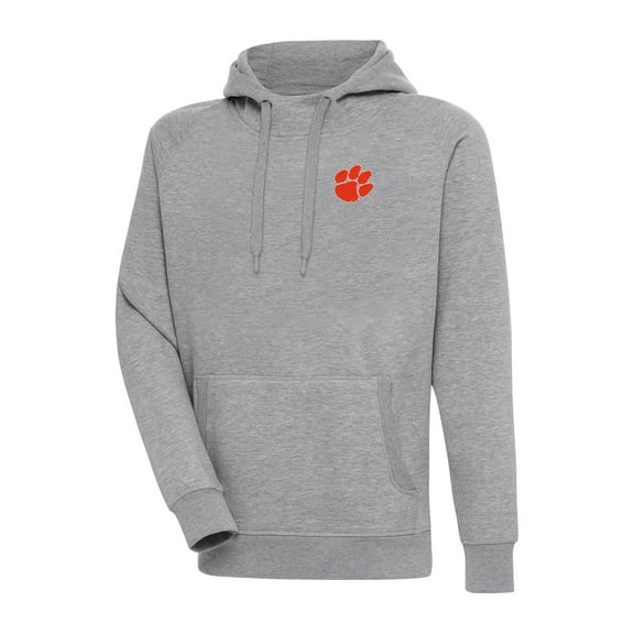 Men's Antigua Heather Gray Clemson Tigers Big & Tall Victory Pullover Hoodie