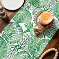thumbnail image 3 of Green Coastal Table Runner 90 Inches, Summer Beach Nautical Starfish Shell Coral Bed Runner Dresser Scarves Tabletop for Indoor Outdoor Parties/Ceremony/Banquet, 13" x 90", 3 of 9