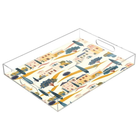 

Acrylic Tray 15.7*11.8*1.9 Inch Transparent Tray Food Tray Tea Cup Tray Serving Trays Cosmetics Storage Kitchen Table Bathroom Sundry Storage Nice House