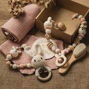 Baby Gift Set for Newborn New Baby Gift Set - 7 PCS Newborn Baby Essentials Baby Bath Set with Baby Blanket Baby Rattle - New Born Baby Girls Gift & Baby Boy Gifts for Baby Shower (Bunny-2)