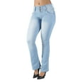 thumbnail image 4 of Fashion2Love Women's Juniors Colombian Design Butt Lift Mid Waist Boot Leg Jeans, 4 of 10