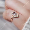 thumbnail image 4 of Pear Morganite Ring Silver Gold Engagement Ring June Birthstone Ring Anniversary Gift For Women, 4 of 4