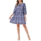 thumbnail image 2 of INSPIRE CHIC Vestido Mini Flare Casual de Manga 3/4 con Cuello en V Floral para Mujeres XL Azul, 2 of 6