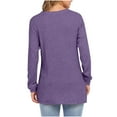 thumbnail image 6 of JUSLIO Button-Up Women Tops Casual Solid Blouses Fashion Long sleeve Round Neck Blouses Purple XL, 6 of 8