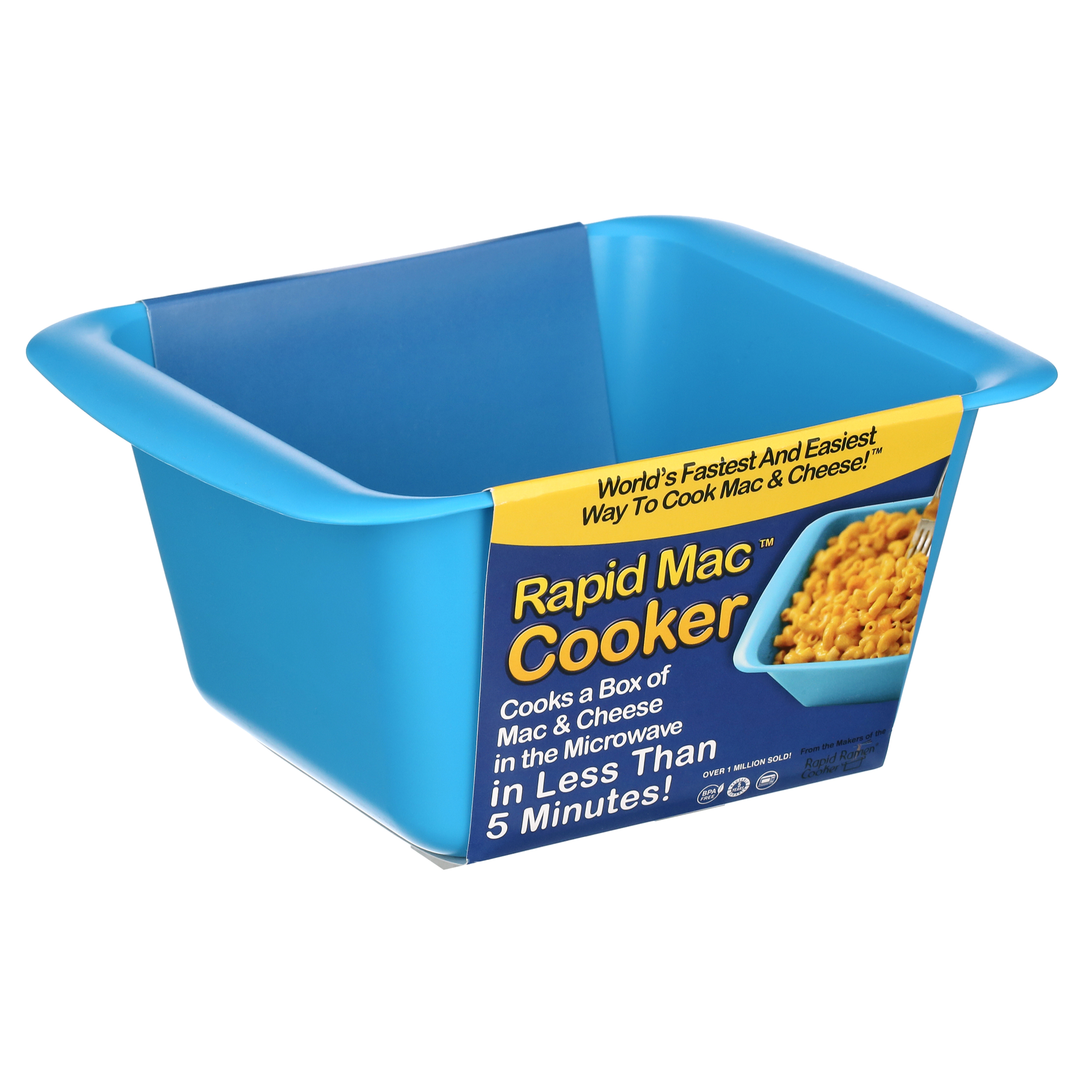 Rapid Mac Cooker | Microwave Macaroni & Cheese in 5 Minutes | Perfect for Dorm, Small Kitchen or Office | Dishwasher-Safe, Microwaveable, BPA-Free (Blue, 1-Pack)