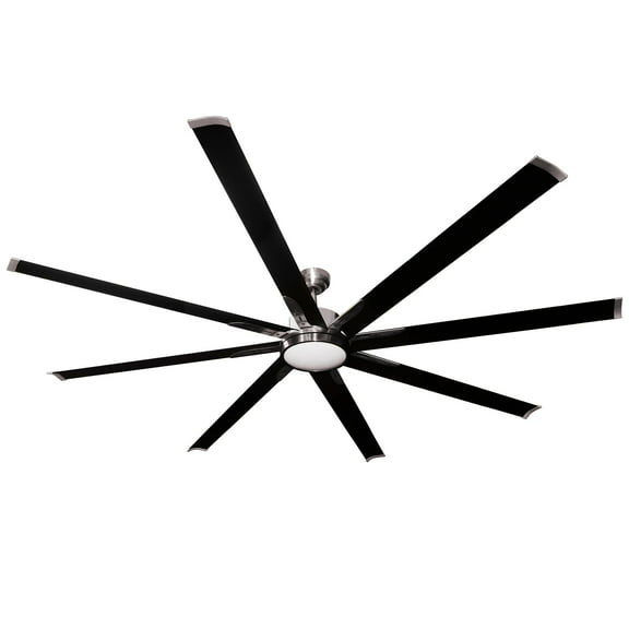 Barcelona 72" or 84" Nickel or Champagne Gold 8 Blade Ceiling Fan with Matte Black Blades