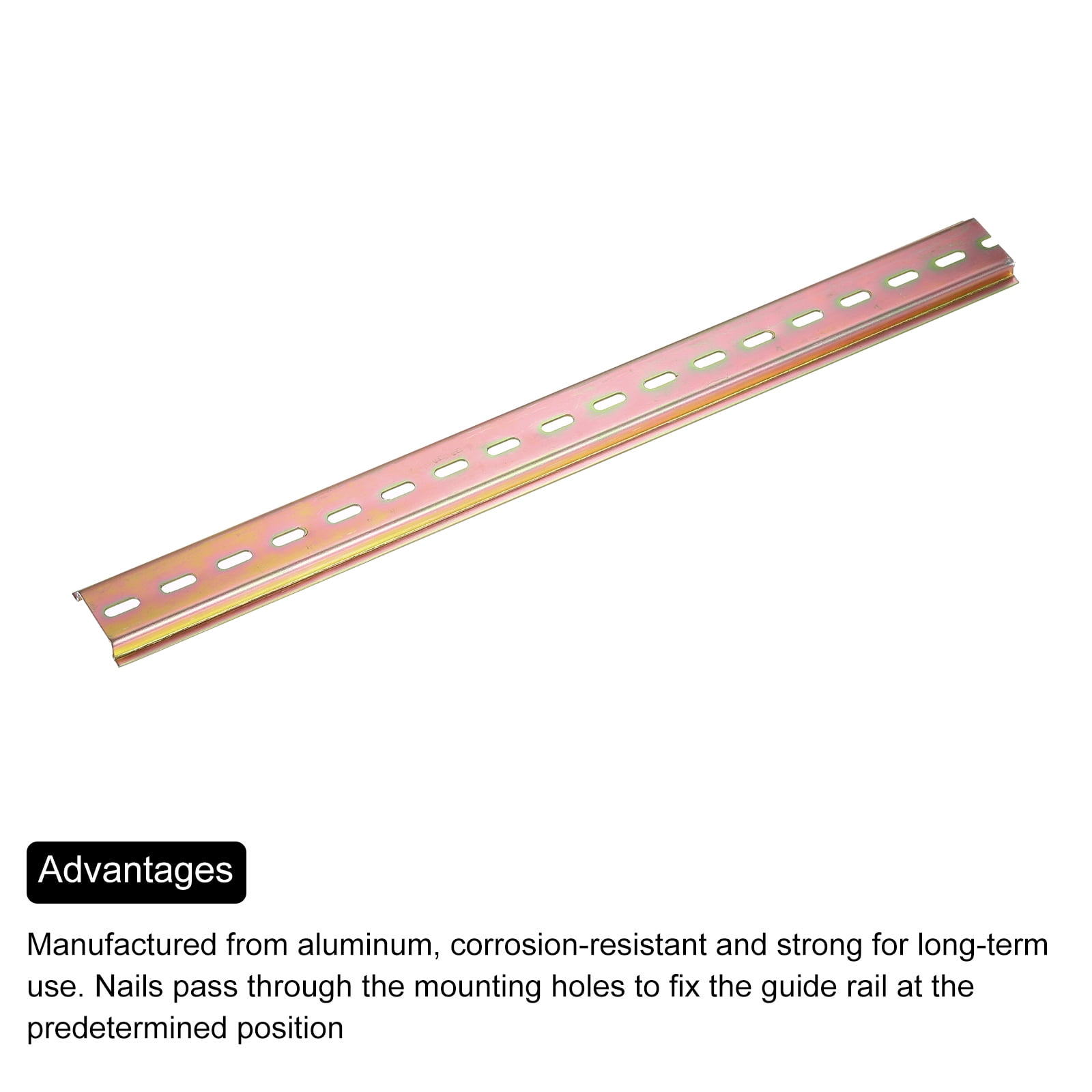 Uxcell 3 Pcs DIN Rail Slotted Iron Mounting Guide Bronze Tone 350mmx35mmx7.5mm