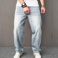 thumbnail image 5 of Baggy Jeans Men Straight Stylish Comfortable Denim Pants Menswear Underwear Plain Casual Beige 113 Baggy Pants Jean, 5 of 6