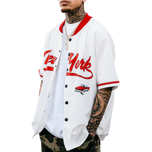 Custom Baseball Stitched/Printed Personanlized Button Down Shirts Sports Uniform for Men Youth White XL