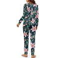 thumbnail image 5 of DISNIMO Flower Printed 2 Piece Pajama Set for Women Lounge Matching Set Fashion Comfy Nightwear with Pocket Casual Soft Sleepwear Crew Neck Pullover Top with Long Pant, 2XL, 5 of 7