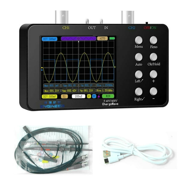 Osciloscopio digital portátil compacto Tasa de muestreo de 50M Ancho de banda analógico de 10M Osciloscopio de corriente portátil Reparaciones de teléfonos móviles Patrones de Lissajous Medición de fo