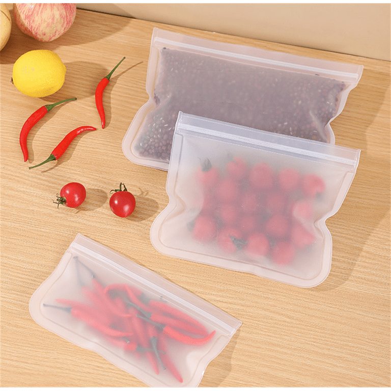 4 Pack Reusable Storage Bags, Gallon Freezer Bags, Stand Up Silicone