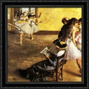 Ballet Class, the Dance Hall 28x30 Large Black Ornate Wood Framed Canvas Art by Edgar Degas