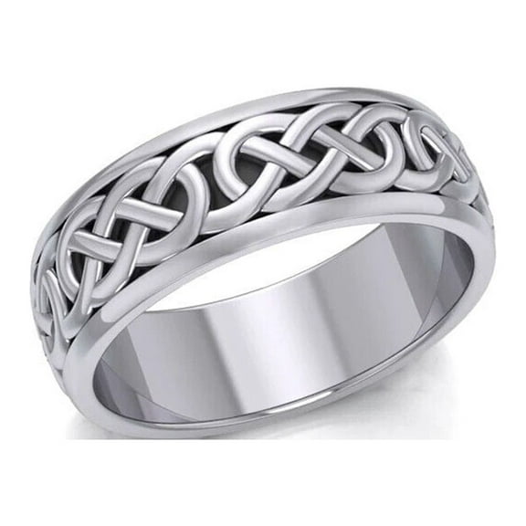 Celtic Knotwork 925 Sterling Silver Spinner Band Ring Fine Ancestry Jewelry