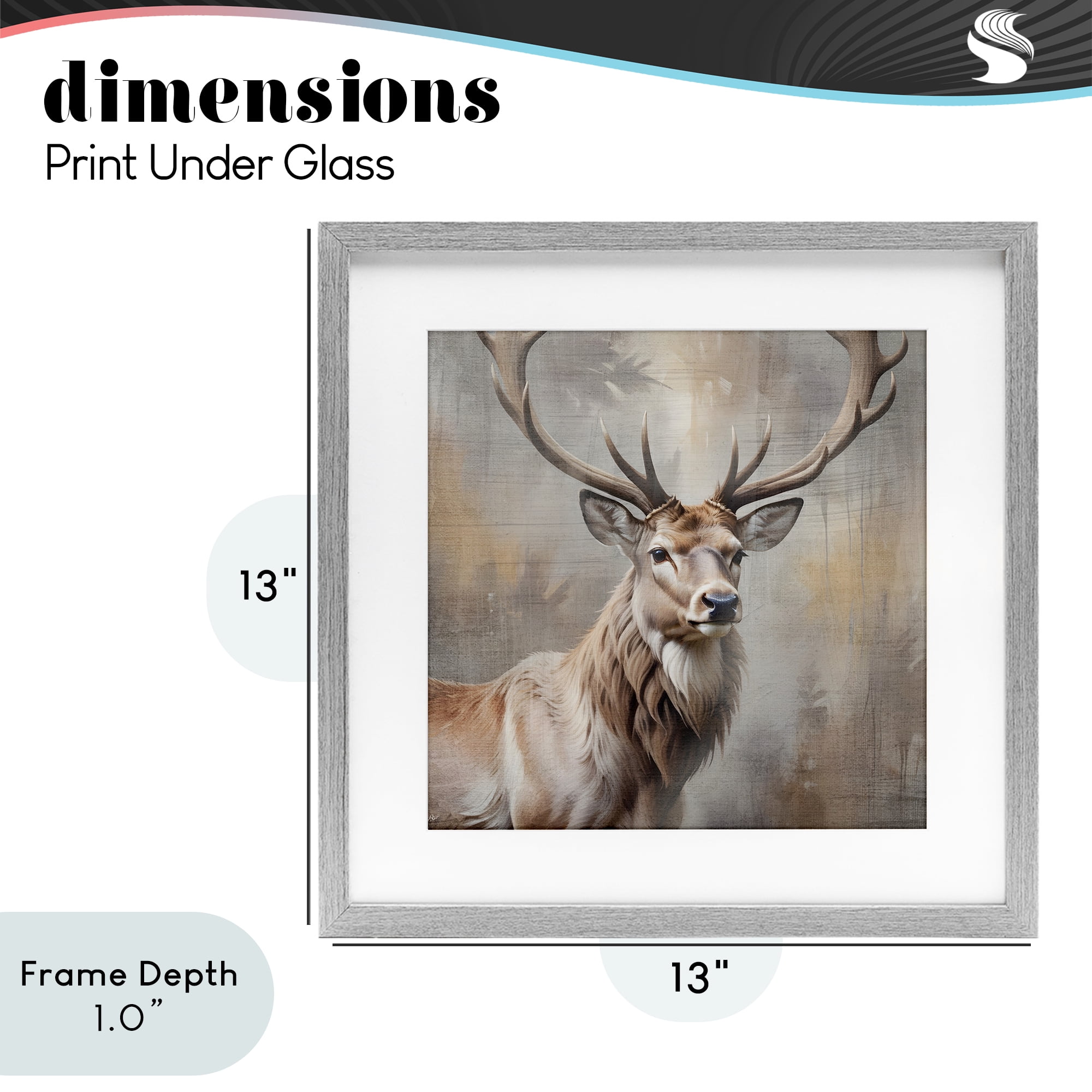 Stupell Industries Rustic Stag with Majestic Glance Gray Framed Print Under Glass, design by Susan Arnot