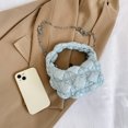 thumbnail image 3 of Bolso de mano para mujer, bandolera plisada con cadena, neceser de maquillaje (azul claro) Likrtyny Para Estrenar, 3 of 5