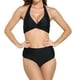 thumbnail image 1 of Traje de baño vintage de dos piezas para mujer Bikini de cintura alta fruncido con cuello halter retro con parte inferior - Negro Zhivalor BST3001329-2, 1 of 7