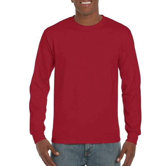 Gildan Mens Ultra Cotton Long Sleeve T-Shirt, XL, Cardinal Red