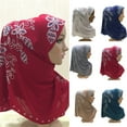 thumbnail image 1 of Neinkie Foulard Châle une Pièce pour Femmes, Hijab Musulman avec Appliqué en Dentelle et Strass, 1 of 7